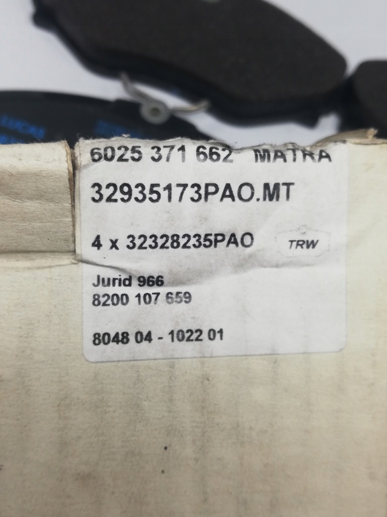 фото №2, Гальмівні колодки гальмівні перед renault espace 8200834101