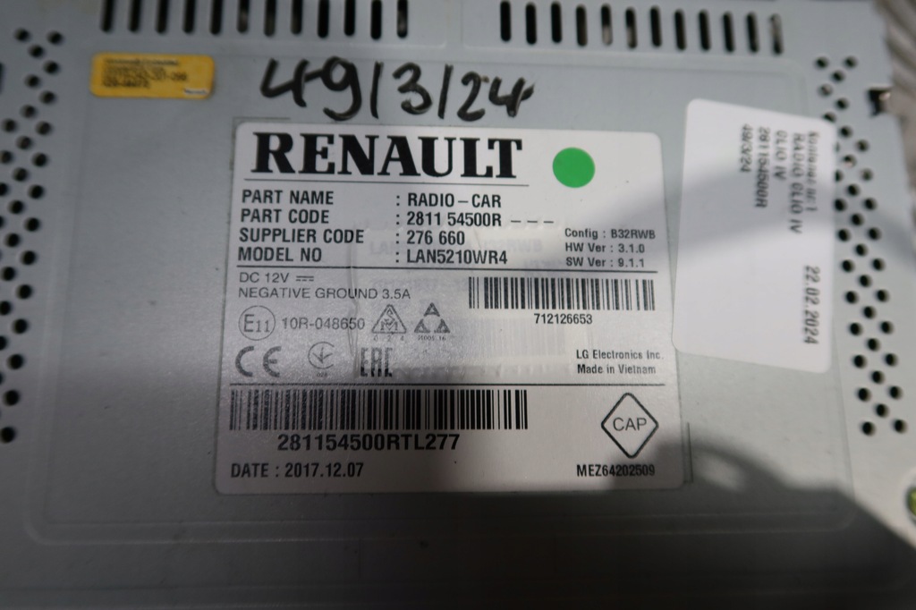 фото №3, Радио clio iv 281154500r