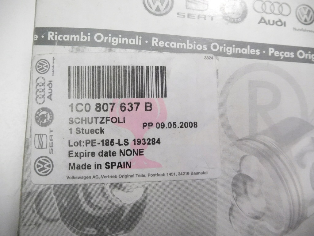 фото №8, Пленка защита бампера задняя vw beetle оригинальный номер 1c0807637b
