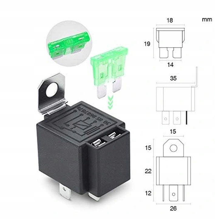 2x реле автомобильный 12v 30a с предохранитель + разъём 5pin Оригинал