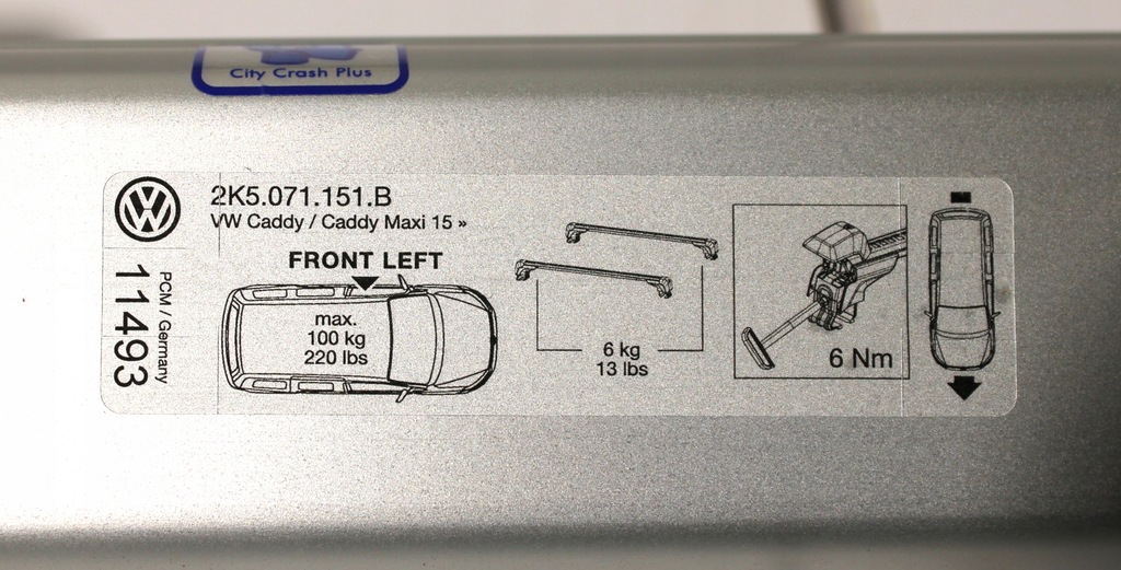 фото №7, Vw caddy балка багажника na рейлинг 2k5071151b kpl
