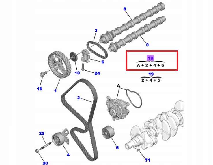 фото №1, Набор распределительного вала ремень 2 ролики насос воды proace city su001-b4568 toyota оригинальный номер