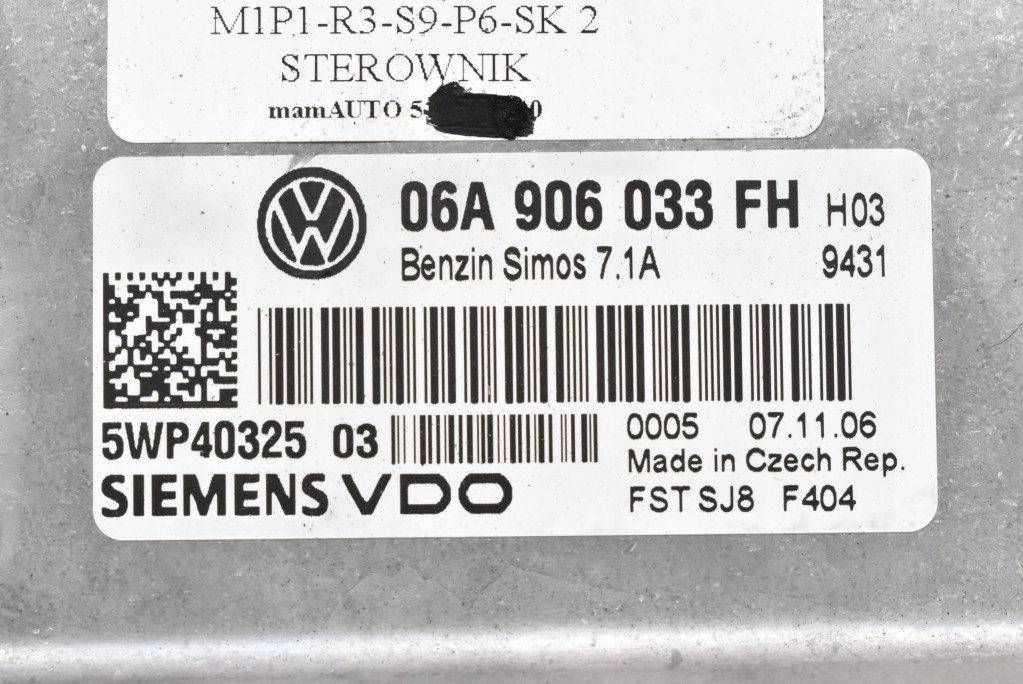 фото №7, Блок управления бортовой компьютер двигателя 06a906033fh 5wp40325 seat altea i 1.6 8v 102 km