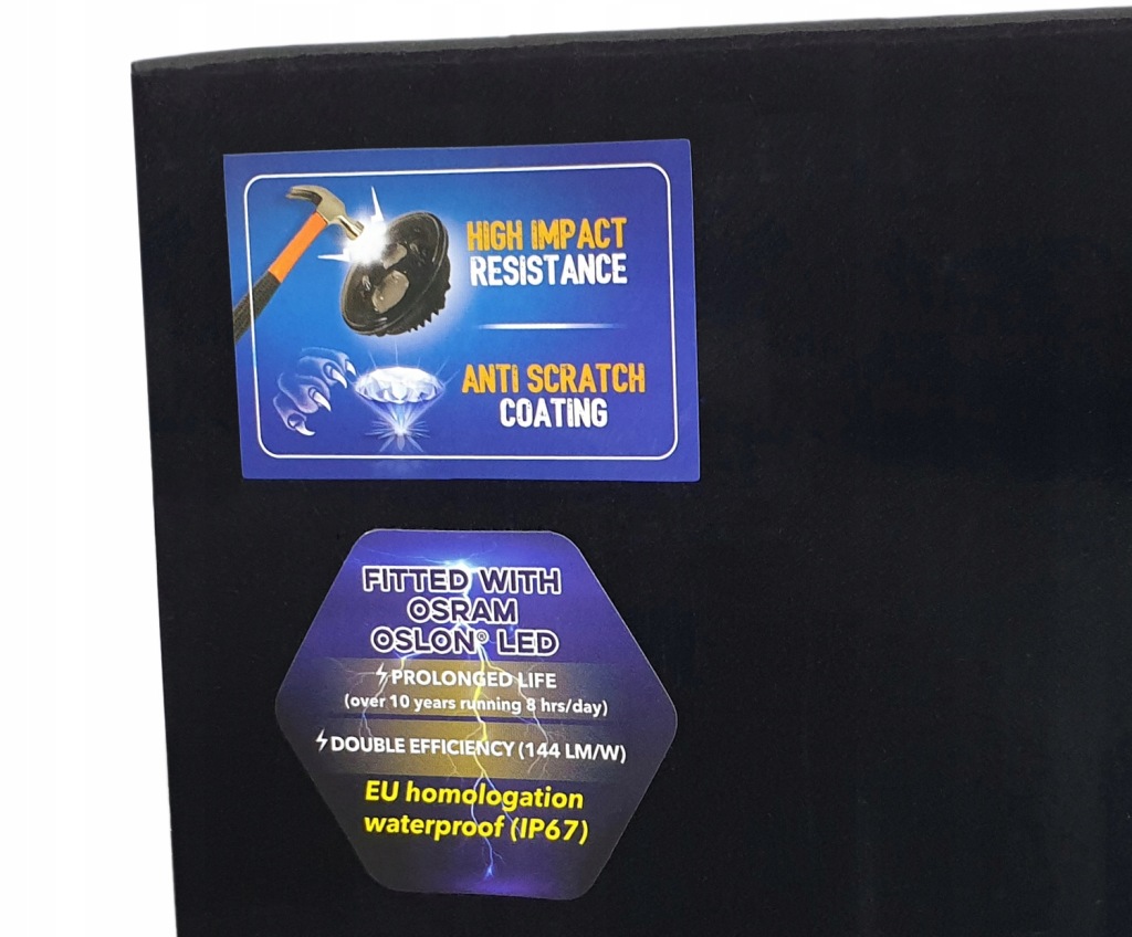 фото №10, Лампа 7 cali led osram 144 lm/w з drl anti-scratch гомологація помаранчева