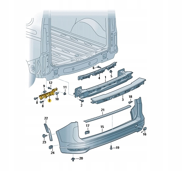 фото №1, Направляющая бампера левый-задний vw caddy oe: 2k7807393d