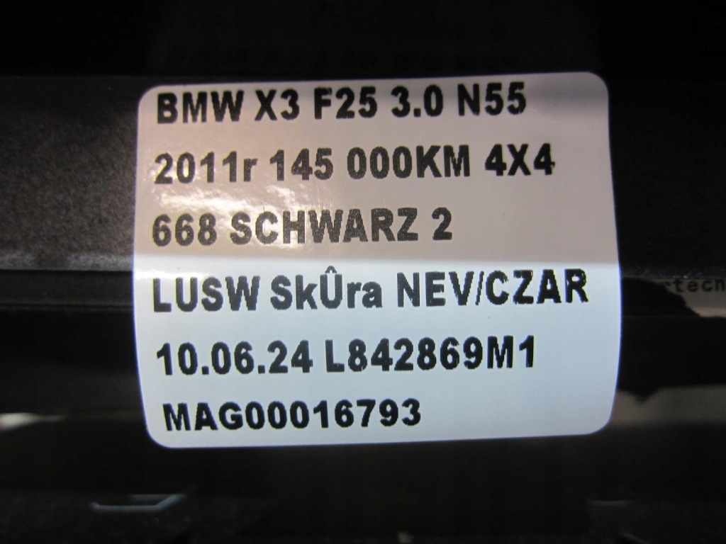 фото №9, Bmw x3 f25 x4 f26 панель приладів приладова панель  подушка безпеки czarna schwarz 9311544