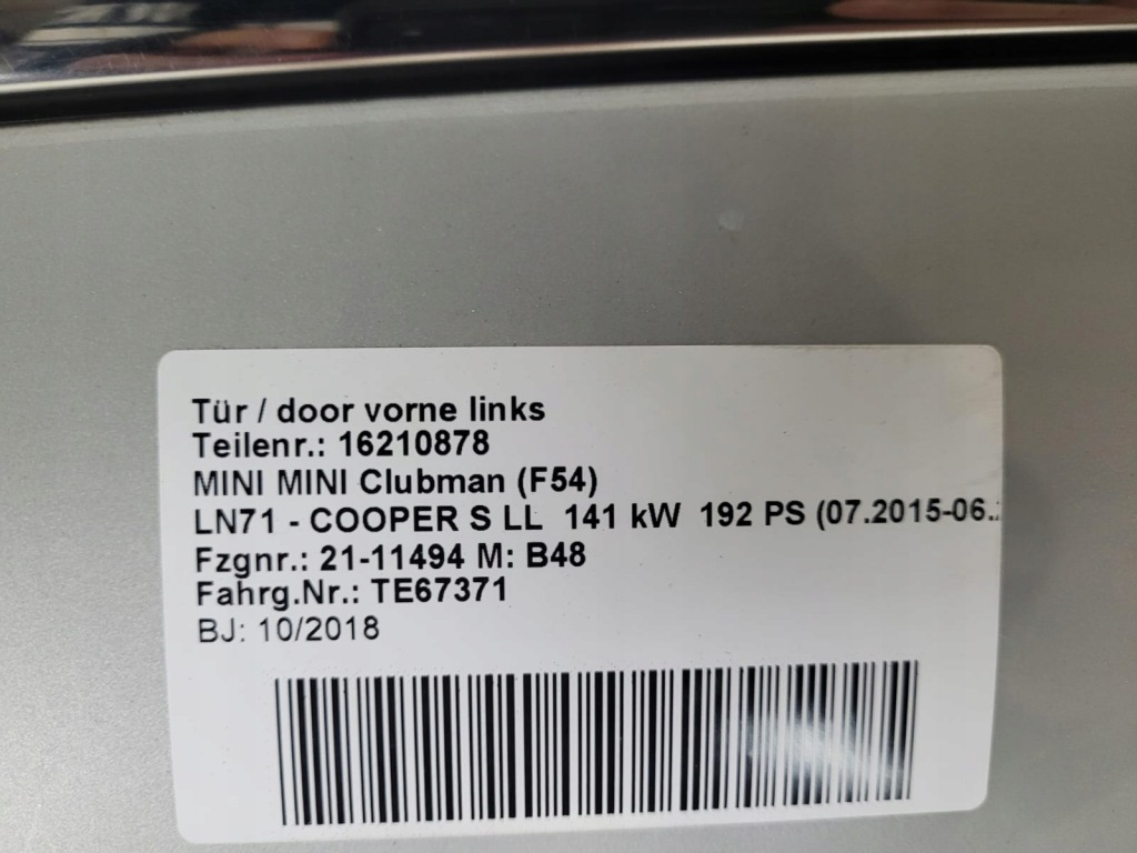 фото №5, Mini cooper f54 clubman 15- дверь левая перед