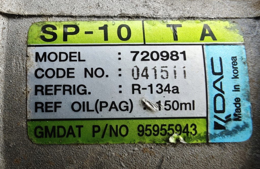 фото №5, Компресор кондиціонера chevrolet kalos aveo 1.2