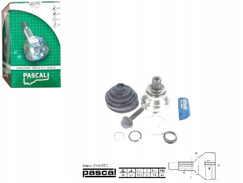 Купити Шрус  привідний зовнішній 38z/27z/59 5mm abs:45
