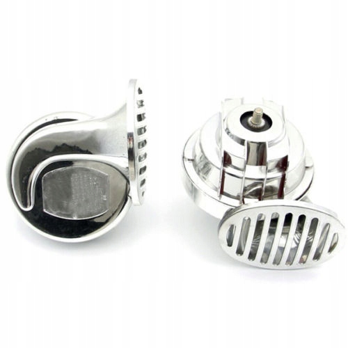 фото №9, Клаксон автомобильный 12v сигнал громкий улиточный 2 штуки хром 2 тоны