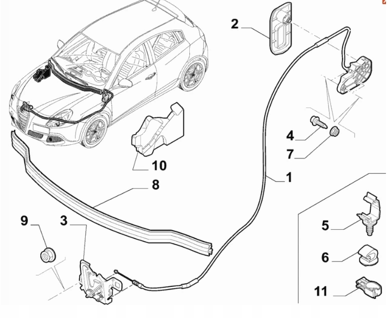 фото №2, Трос відкривання капот alfa romeo giulietta