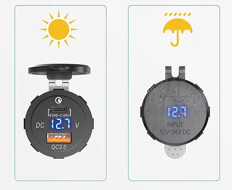 фото №11, Зарядний пристрій woltomierz панель usb qc3.0 + pd usb c швидкі заряджання 63w