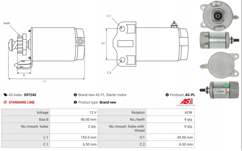 Стартер s9724s до hondy bms 9 зубів Недорого
