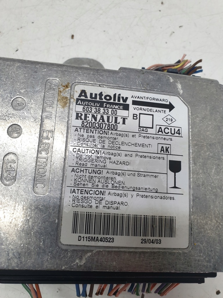 фото №4, Модуль датчик подушка безопасности renault megane ii 8200307800