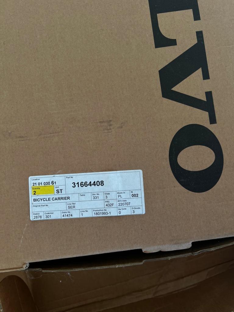 Volvo thule 598 багажник крышный кронштейн велосипедный, dwie штуки с Разборки