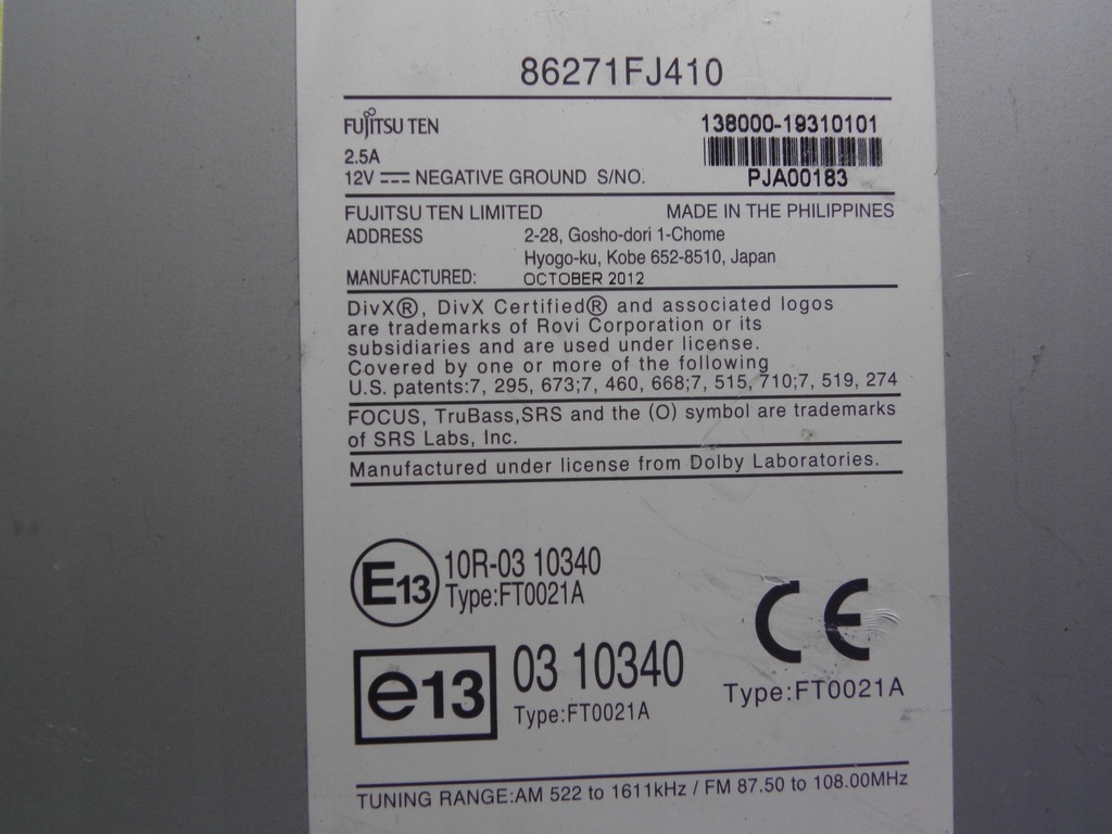 фото №4, Subaru xv // радиопроигрыватель cd dvd gps 86271fj410