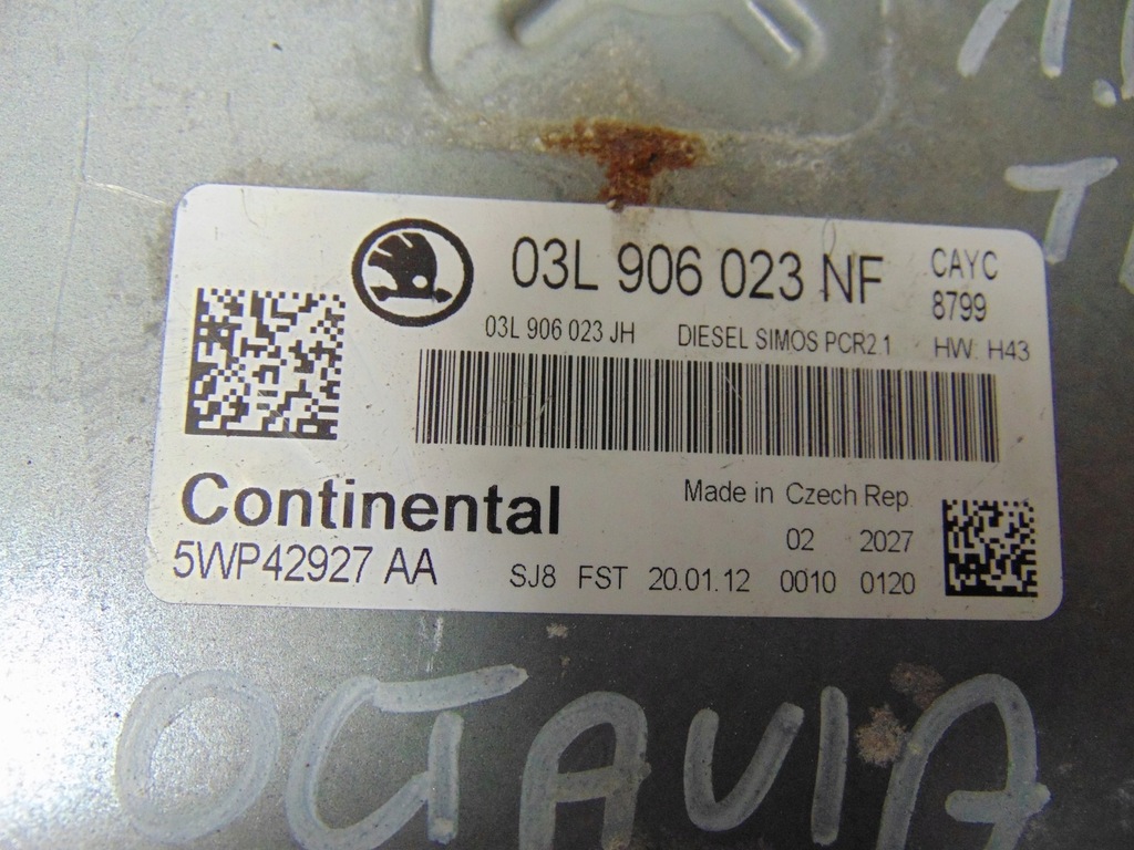 фото №6, Бортовий комп'ютер блок керування двигуна skoda octavia ii 1.6tdi