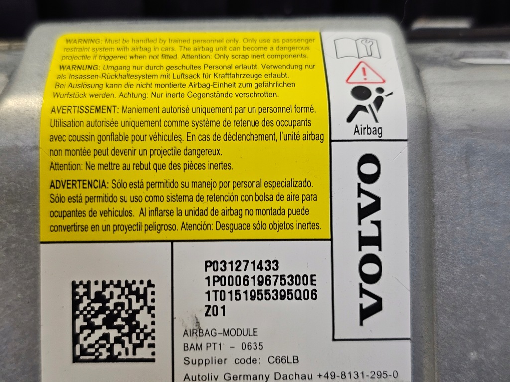 фото №7, Подушка безпеки подушка повітряна колінна заглушка захист volvo v40 s40 ii
