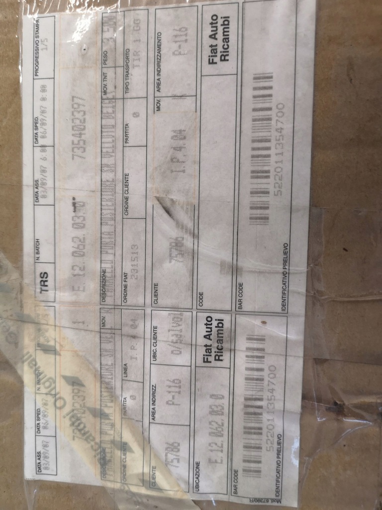 фото №7, Обшивка дверь левый задняя fiat croma ii 05-10 оригинальный номер aso