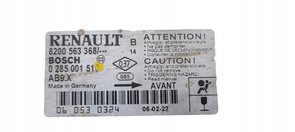 фото №2, Датчик air bag renault clio iii 8200563368