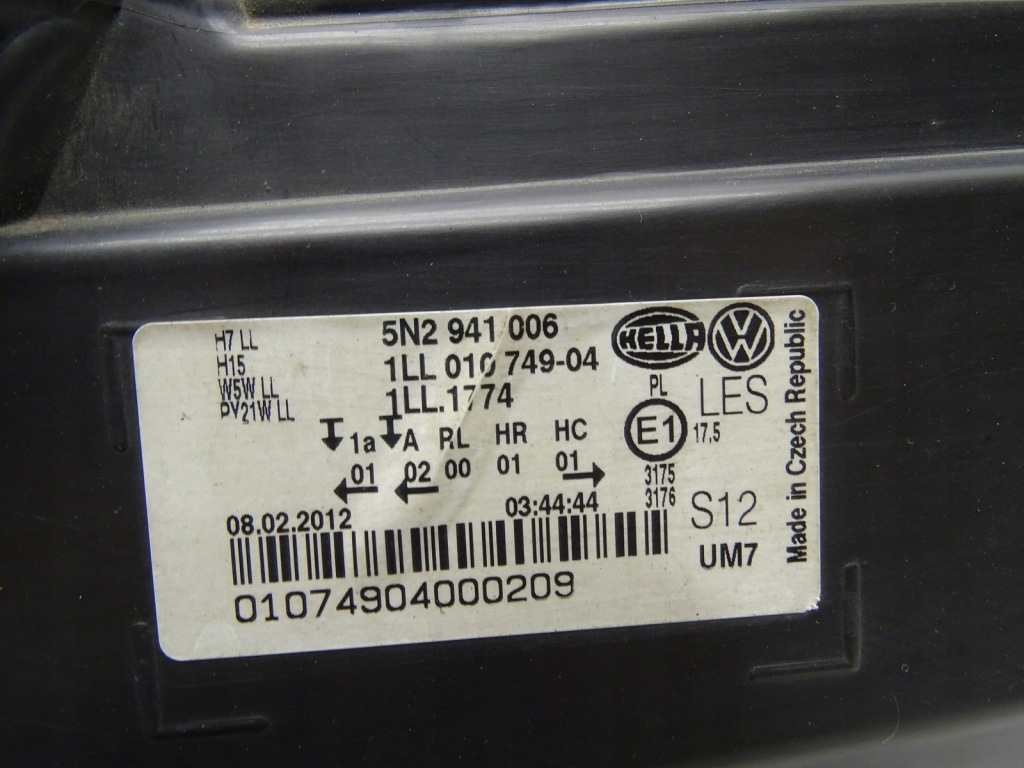 фото №12, Лампа фара правая правый перед передняя vw tiguan i 5n lift 5n2941006