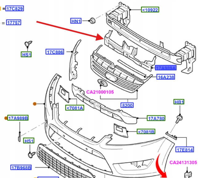 Купить Накладка поперечина передний ford mondeo galaxy 1724993 _ 6m21-17k949-ad