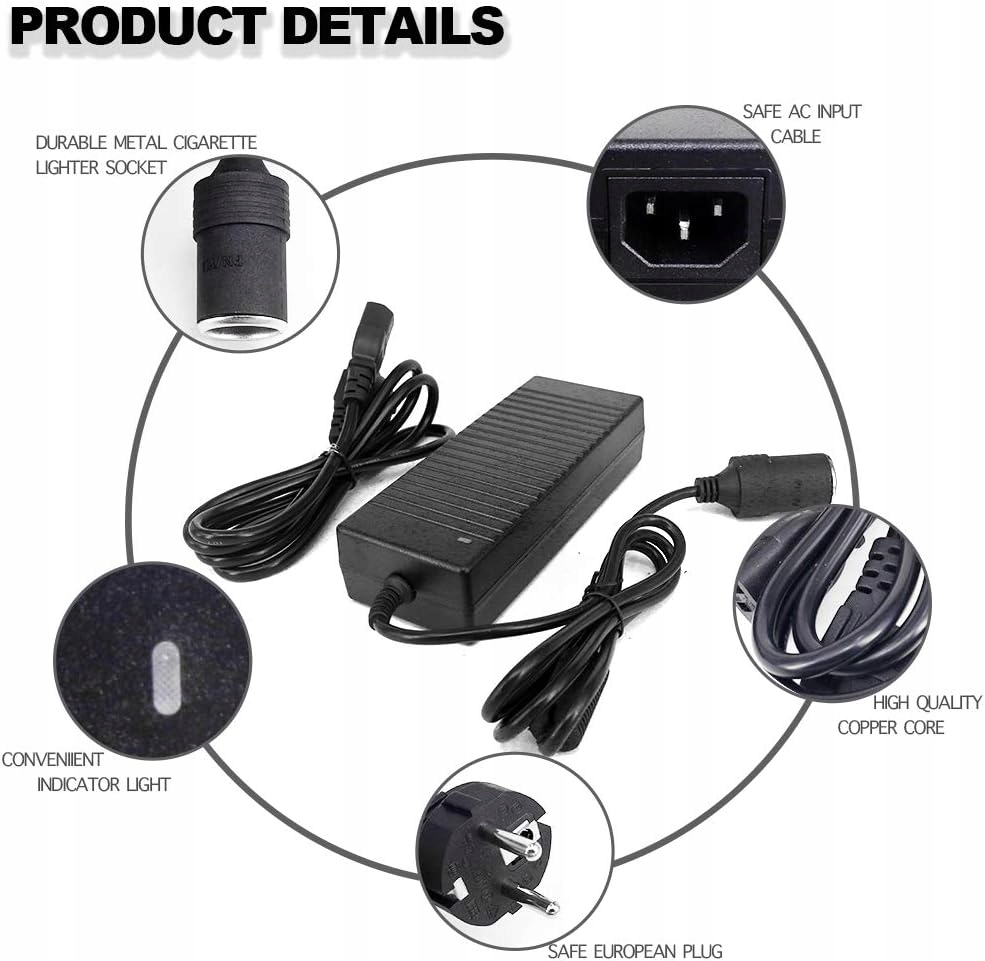фото №5, Адаптер do прикурювача ac dc блок живлення 120w transformator 100v-220v /-250v