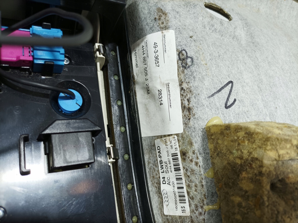 фото №11, Audi a8 d4 long стеля козирки ручки alcantara