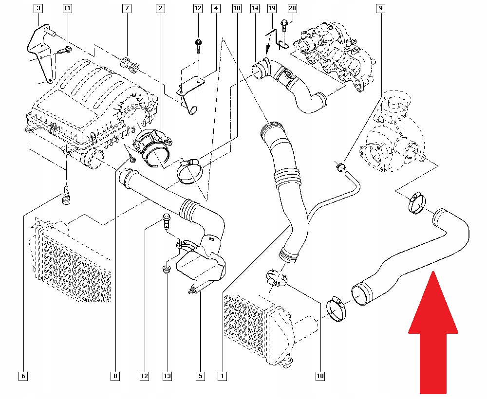 Renault mascott 3,0 труба пабтрубок  шланг интеркулер Цена
