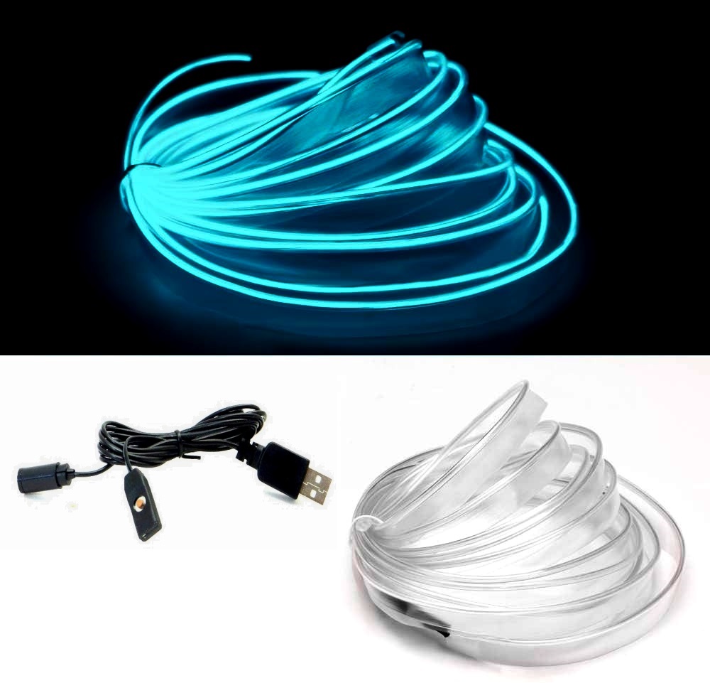 5m світловод  el wire led rgb стрічка ремінь освітлення салону usb 7 кольорів в Україні