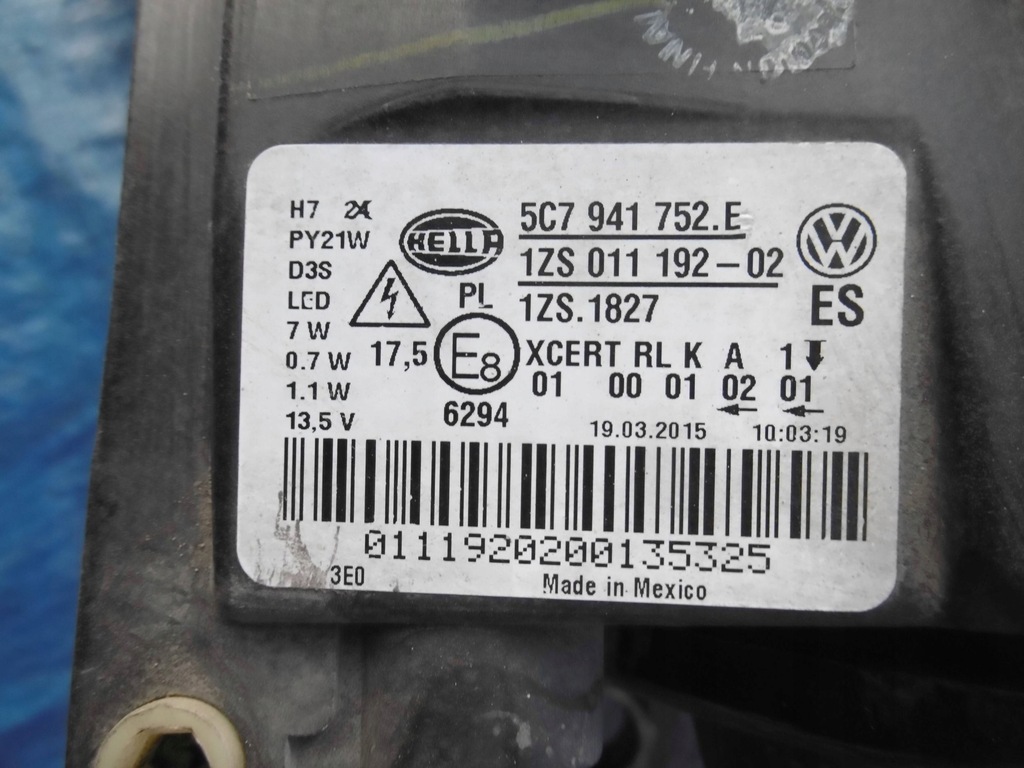 фото №16, Лампа правая правый перед ксенон led vw jetta vi 5c7941752e