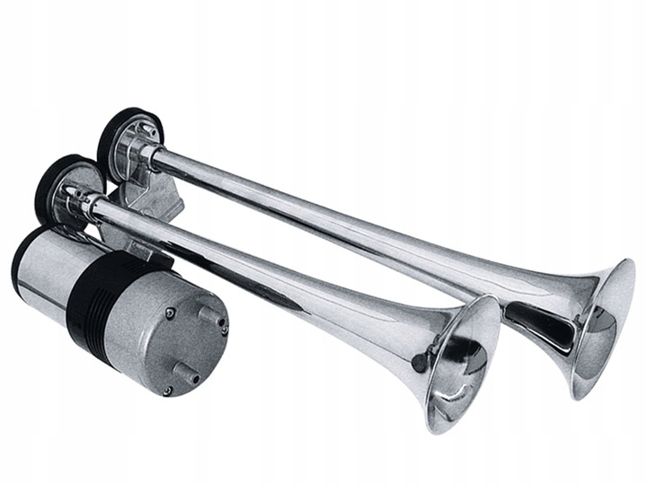 фото №1, Сигнал хром клаксон 2 сигнальні труби з kompresorem 12v