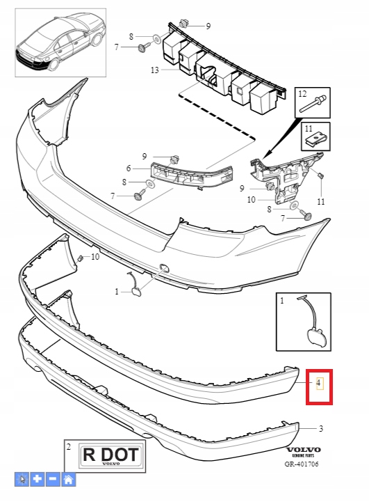 фото №1, Спойлер задний volvo s80 ii 2007-2013r