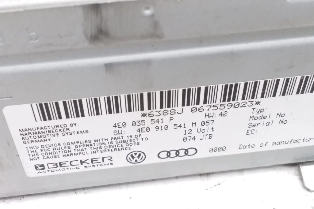 фото №8, Радио с навигация audi q7 4l 4e0035541p 2.97l дизель 171kw 2007