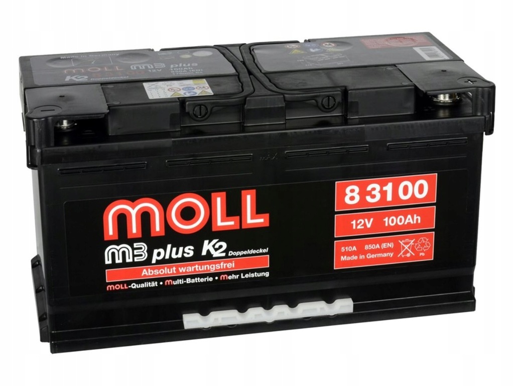 фото №1, Аккумулятор moll m3 plus 12v 100ah 850a p+ 83100