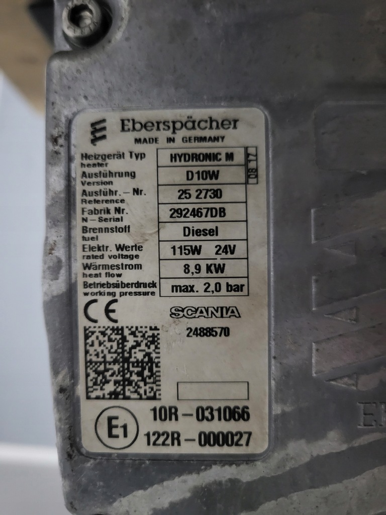 фото №13, Webasto влажные подогреватель обогреватель hydronic scania r 2488908 2488570 1722536