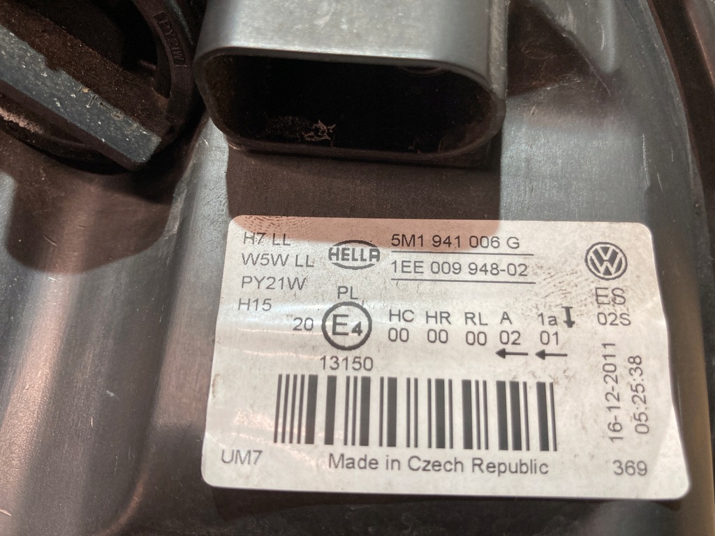 фото №15, Лампа права передня vw golf vi 6 plus 5m1