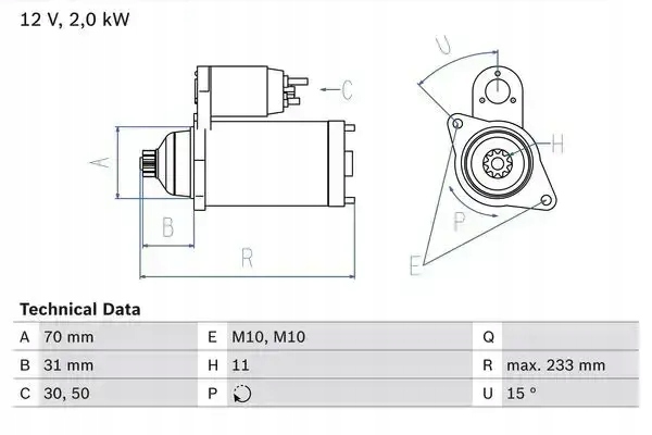 Купити Стартер 986 025 730 bosch nissan navara