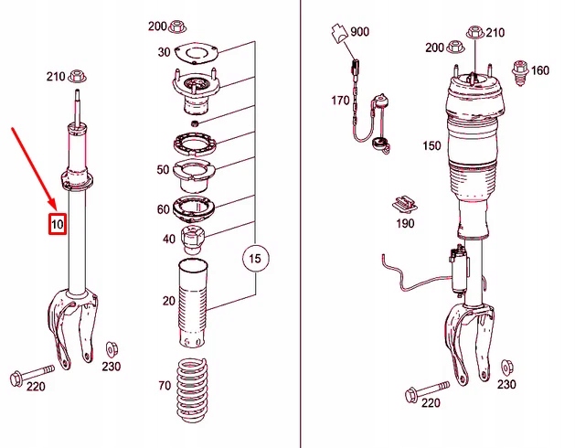 Mercedes-benz ml w166 амортизатор osi передньої a1663232400 Ціна