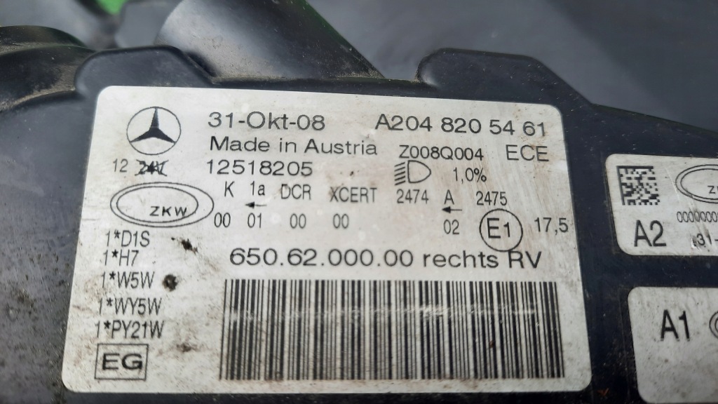 фото №5, Mercedes glk w204 bi-xenon поворотний лампа передня