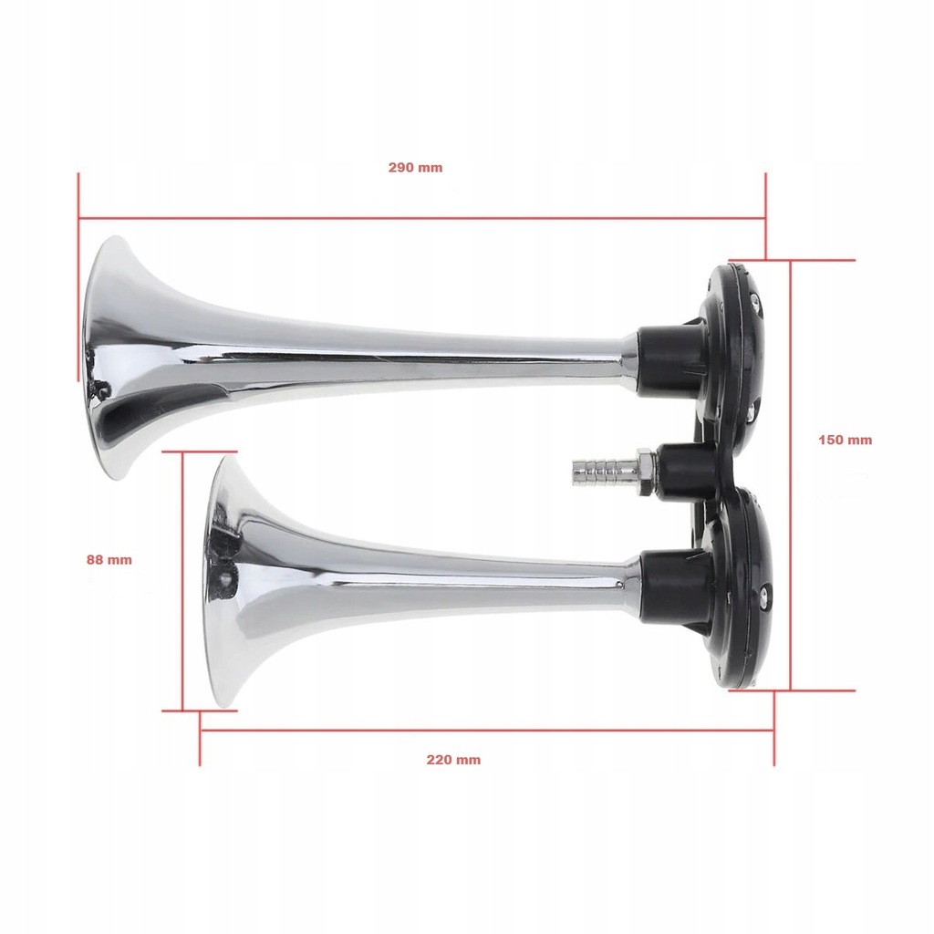 фото №6, Клаксон автомобильный сигнал сигнал хром jak tir двойной 2 сигнальные трубы