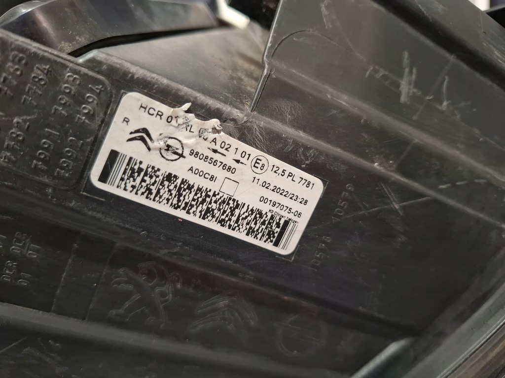 фото №10, Opel vivaro d citroen jumpy 3 iii лампа фара правий права 9808567680 оригінальний номер