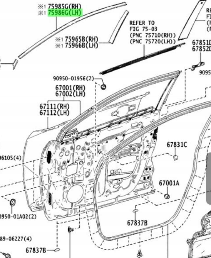 Toyota c-hr стрічка наклейка верхній дверей ліве перед 75986f4010 в Україні