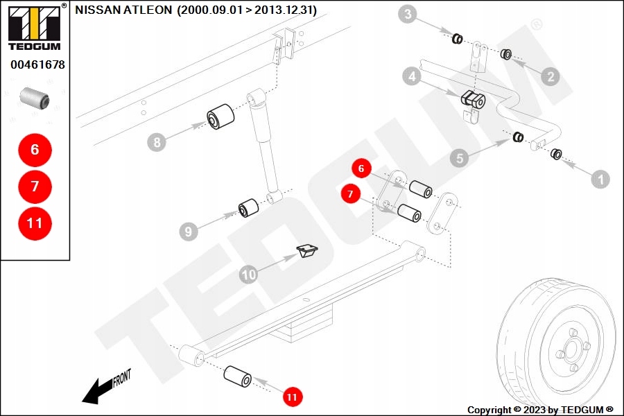 фото №11, Втулка рессора nissan cabstar 06- nt400 16- 00461678 ted-gum