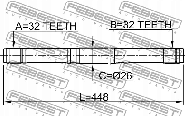 Приводной вал prawa-pręt стальной 32x448x32 honda cr-v rd1 Доставка