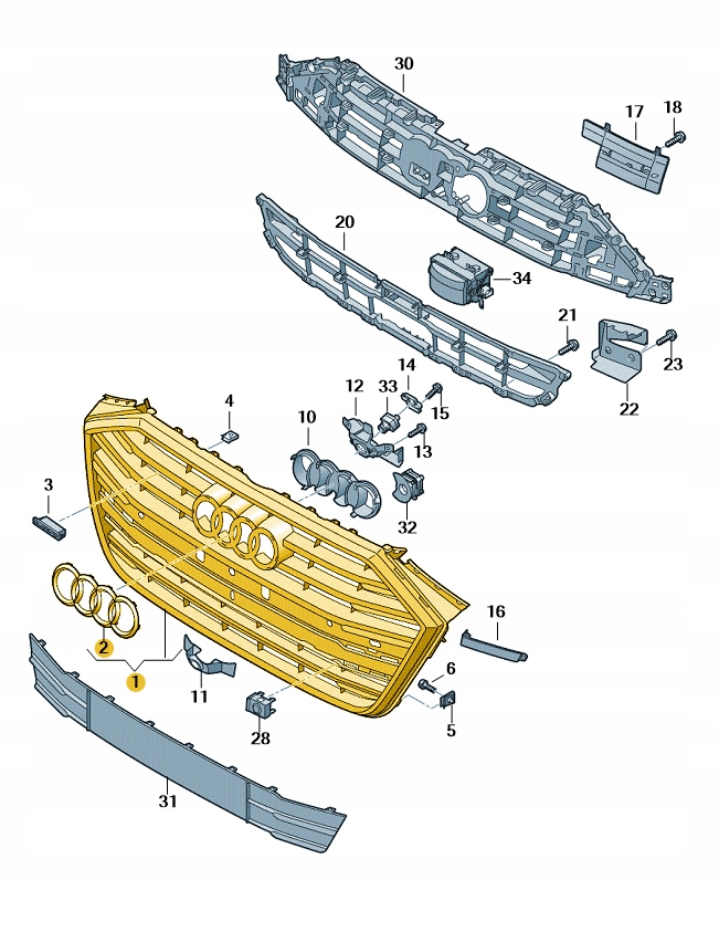 фото №1, Решётка радиатора радиатора решётка радиатора бампер перед audi a8 d5 aso оригинал новый