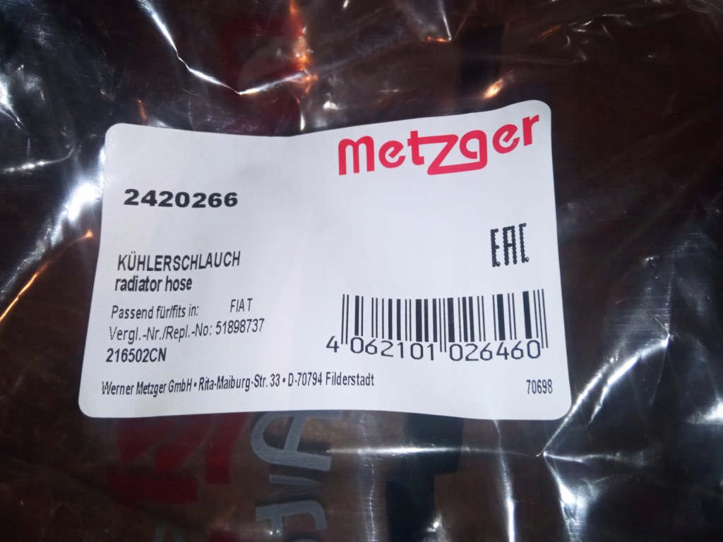 Metzger 2420266 шланг охлаждение Доставка