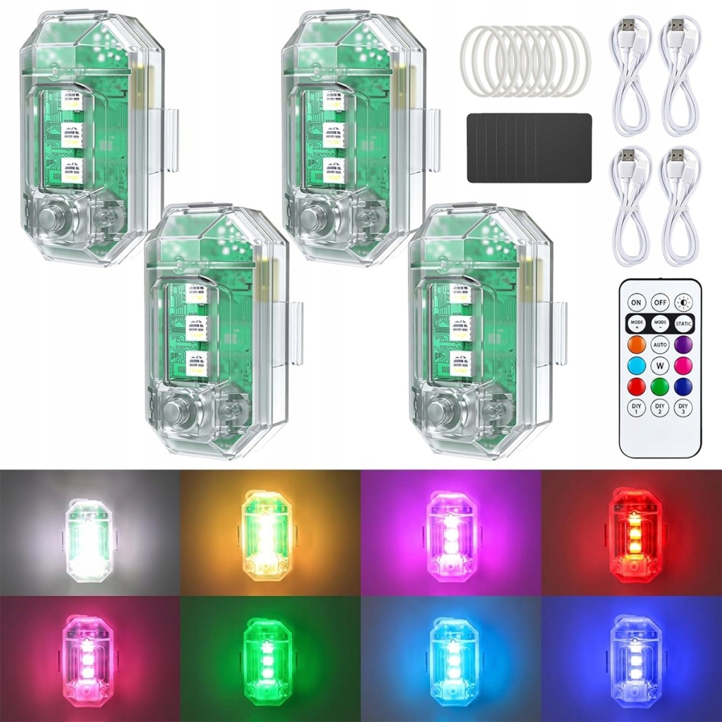 фото №12, 4x лампа попереджувальна flara kogut stroboskop 8 колір led na акумулятор