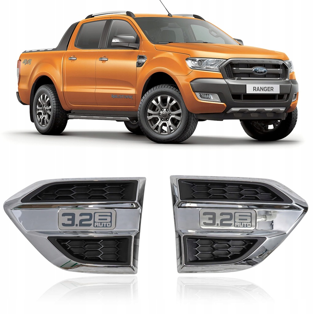 фото №1, Ford ranger t7 2016-2018 хромированные накладки впусков воздуха 3.2