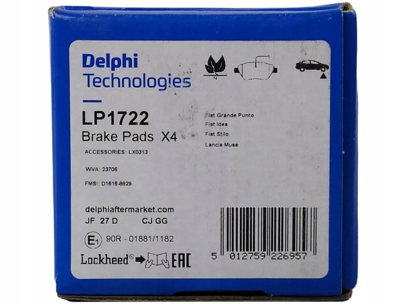 фото №3, Delphi гальмівні колодки перед alfa romeo mito citroen nemo